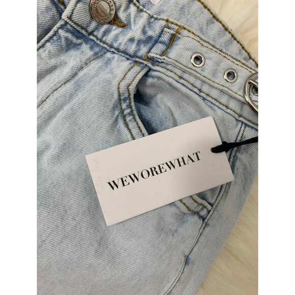 WeWoreWhat Light Wash Utility Straight Jeans NWT Sz 24 Denim Cargo Pants - Picture 4 of 10